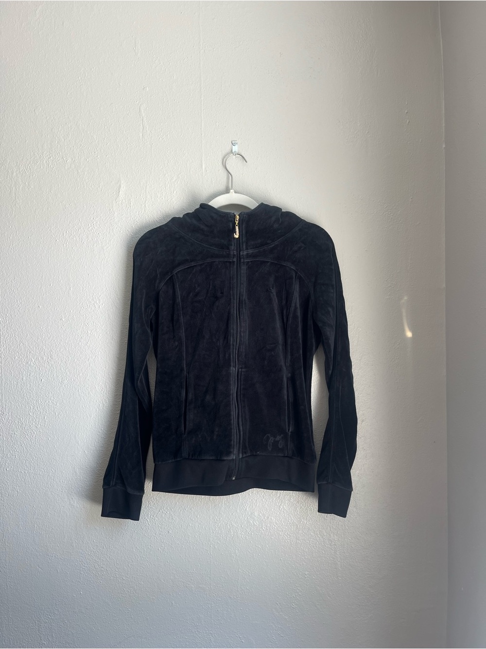 Juicy Couture Black Velvet Zip Hoodie